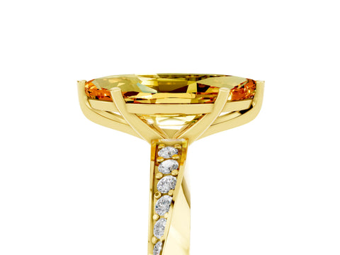 Yellow gold Marquise Cut Citrine Engagement Ring with Side Stone Accents and Four-Prong Setting_32