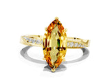 Yellow gold Marquise Cut Citrine Engagement Ring with Side Stone Accents and Four-Prong Setting_60