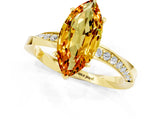 Yellow gold Marquise Cut Citrine Engagement Ring with Side Stone Accents and Four-Prong Setting_61