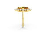 Yellow gold Marquise Cut Citrine Floral Double Halo Engagement Ring with Prong Setting_63
