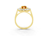 Yellow gold Marquise Cut Citrine Floral Double Halo Engagement Ring with Prong Setting_64