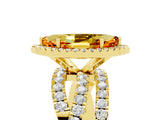 Yellow gold Marquise Cut Citrine Halo Ring with Round Split Shank and Prong Setting_70