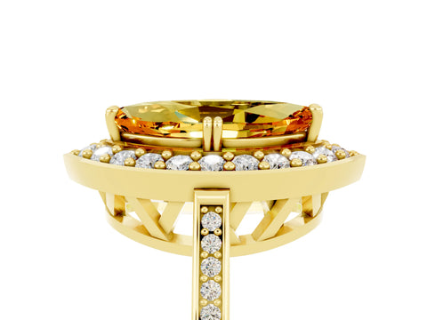 Yellow gold Marquise Cut Citrine Halo Ring with Split Shank and Four-Prong Setting_5