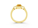Yellow gold Marquise Cut Citrine Halo Ring with Tapered Band and Four-Prong Setting_3