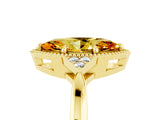 Yellow gold Marquise Cut Citrine Halo Ring with Tapered Band and Four-Prong Setting_5