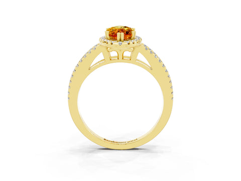 Yellow gold Marquise Cut Citrine Halo Split Shank Engagement Ring_15