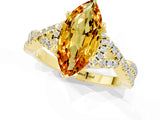 Yellow gold Marquise Cut Citrine  Halo Twist Band Solitaire Prong Setting Ring_37