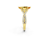 Yellow gold Marquise Cut Citrine  Halo Twist Band Solitaire Prong Setting Ring_38