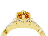 Yellow gold Marquise Cut Citrine  Halo Twist Band Solitaire Prong Setting Ring_40
