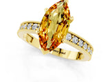Yellow gold Marquise Cut Citrine Milgrain Pavé Engagement Ring with Four-Prong Setting_1