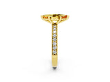 Yellow gold Marquise Cut Citrine Milgrain Pavé Engagement Ring with Four-Prong Setting_2