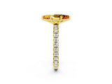 Yellow gold Marquise Cut Citrine Pavé Solitaire Ring with Round Band and Prong Setting_14