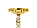 Yellow gold Marquise Cut Citrine Pavé Solitaire Ring with Round Band and Prong Setting_17