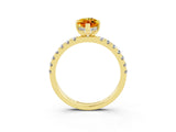 Yellow gold Marquise Cut Citrine Pave Band Solitaire Ring with Four-Prong Setting_27