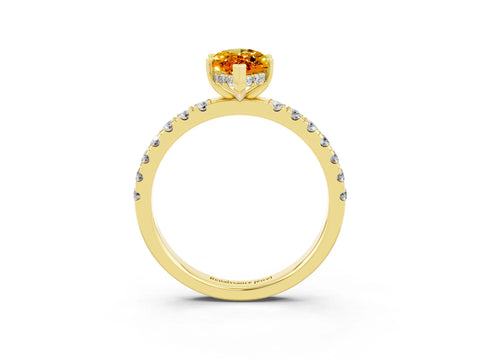 Yellow gold Marquise Cut Citrine Pave Band Solitaire Ring with Four-Prong Setting_27