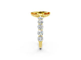 Yellow gold Marquise Cut Citrine Prong Setting with Side Stones on a Pave Band_2