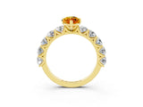 Yellow gold Marquise Cut Citrine Prong Setting with Side Stones on a Pave Band_3