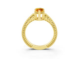Yellow gold Marquise Cut Citrine Ring with Milgrain Pavé Band and Four-Prong Setting_15