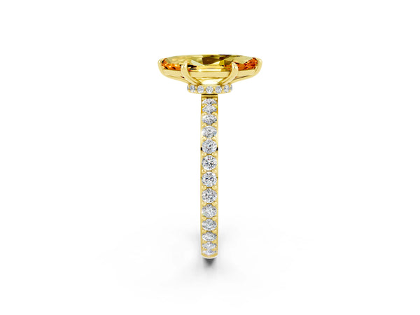 Yellow gold Marquise Cut Citrine Pavé Engagement Ring with Round  Accents and Prong Setting