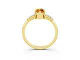 Yellow gold Marquise Cut Citrine Ring with Side Stones and Four-Prong Setting_39