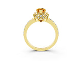 Yellow gold Marquise Cut Citrine Scalloped Halo Engagement Ring with Round Shared Prong Band_15