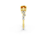 Yellow gold Marquise Cut Citrine Scattered Round Accent Ring with Prong Setting_14