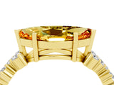 Yellow gold Marquise Cut Citrine Scattered Round Accent Ring with Prong Setting_16