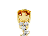 Yellow gold Marquise Cut Citrine Scattered Round Accent Ring with Prong Setting_17