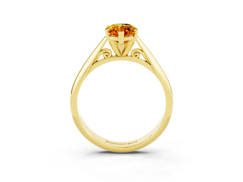Yellow gold Marquise Cut Citrine Solitaire Engagement Ring with Cathedral Setting and Four-Prong Mount_15