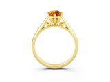 Yellow gold Marquise Cut Citrine Solitaire Engagement Ring with Cathedral Setting and Four-Prong Mount_69