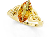 Yellow gold Marquise Cut Citrine Solitaire Engagement Ring with Celtic Knot Band and Four-Prong Setting_1