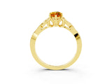 Yellow gold Marquise Cut Citrine Solitaire Engagement Ring with Celtic Knot Band and Four-Prong Setting_3