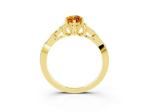 Yellow gold Marquise Cut Citrine Solitaire Engagement Ring with Celtic Knot Band and Four-Prong Setting_3