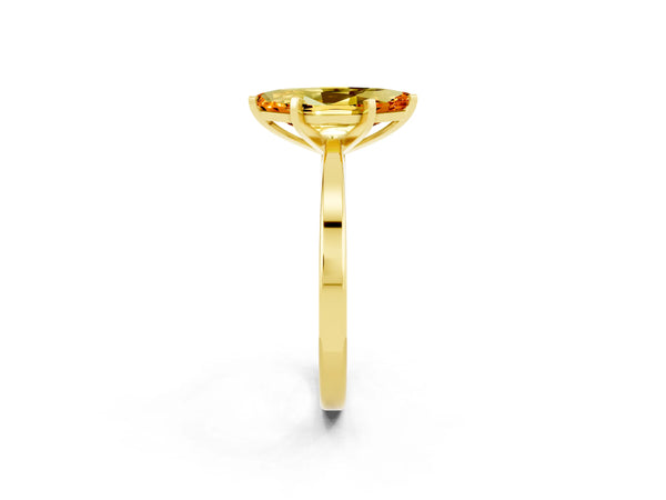 Yellow gold Marquise Cut Citrine Solitaire Engagement Ring with Classic Band and Four-Prong Setting