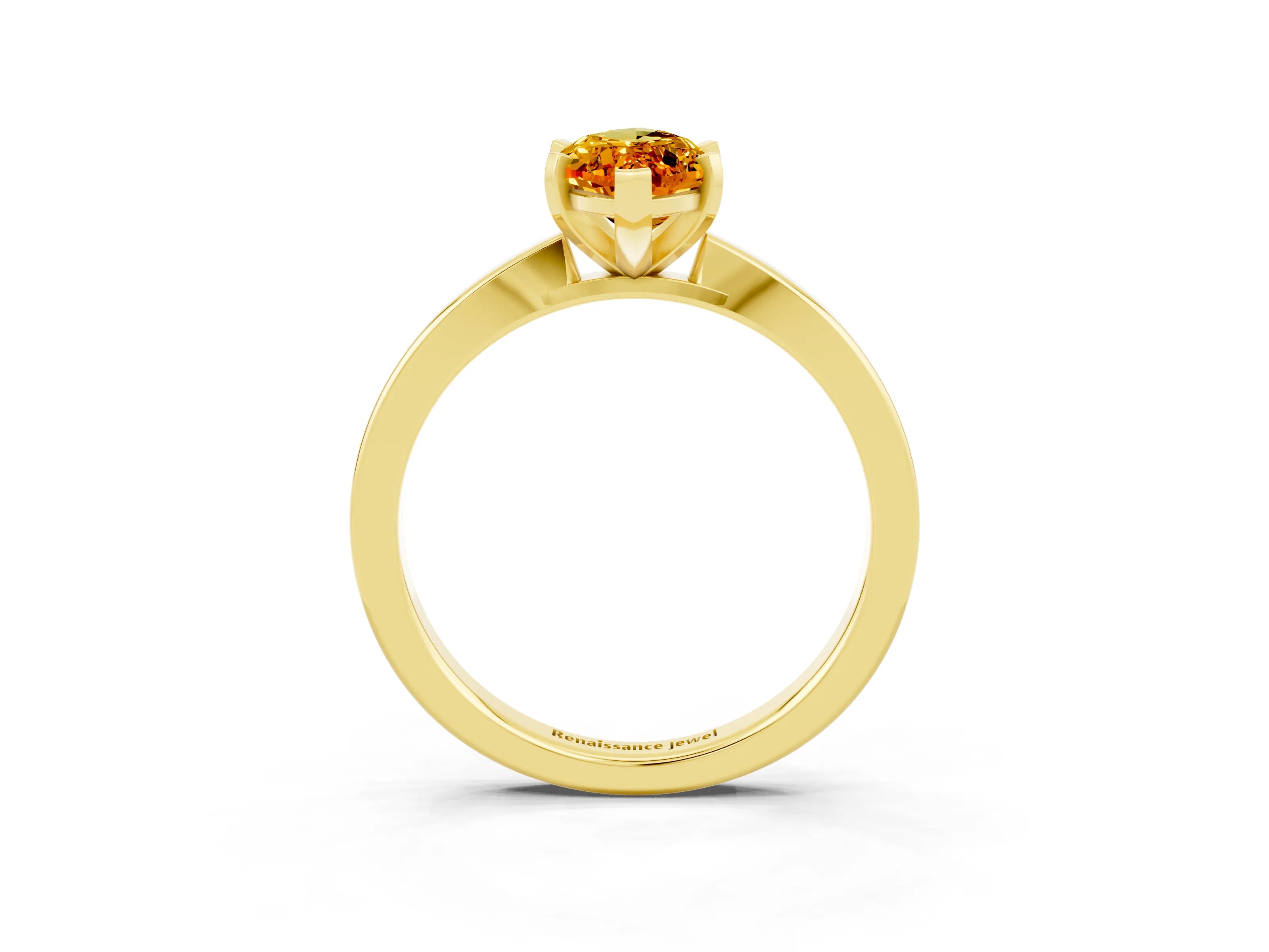 Yellow gold Marquise Cut Citrine Solitaire Engagement Ring with Classic Band and Four-Prong Setting_27