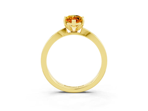 Yellow gold Marquise Cut Citrine Solitaire Engagement Ring with Classic Band and Four-Prong Setting_27