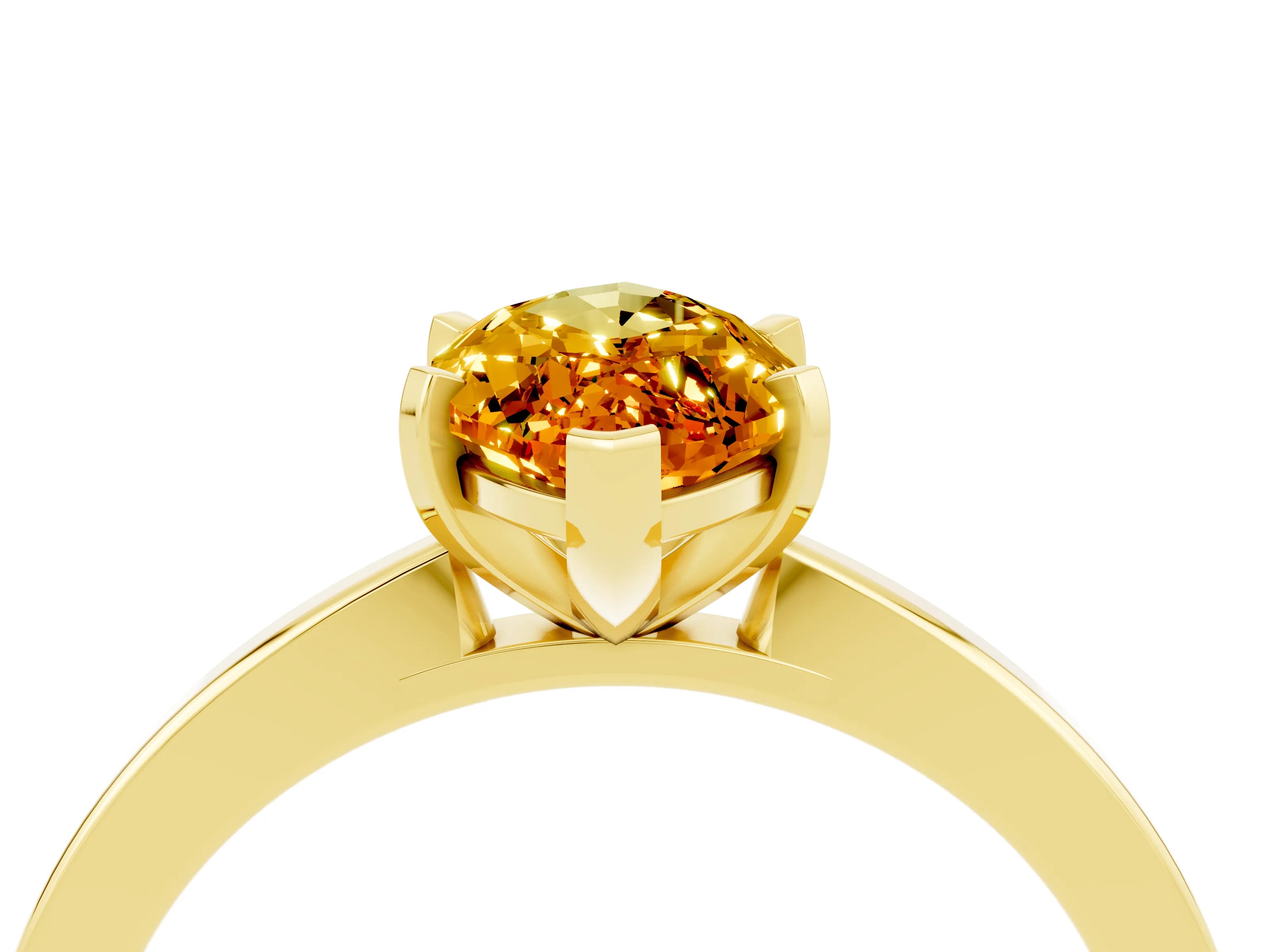 Yellow gold Marquise Cut Citrine Solitaire Engagement Ring with Classic Band and Four-Prong Setting_28