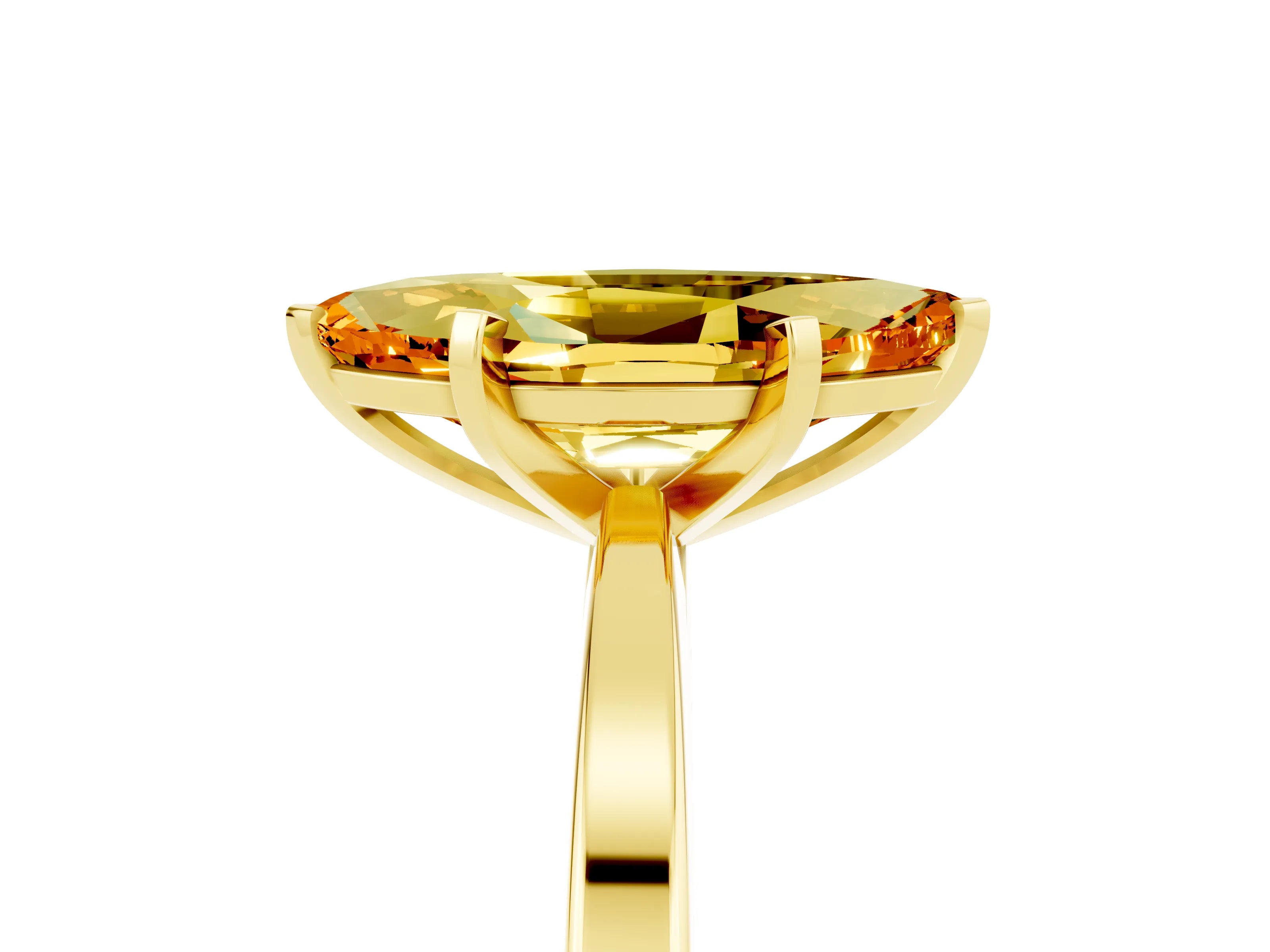 Yellow gold Marquise Cut Citrine Solitaire Engagement Ring with Classic Band and Four-Prong Setting_29
