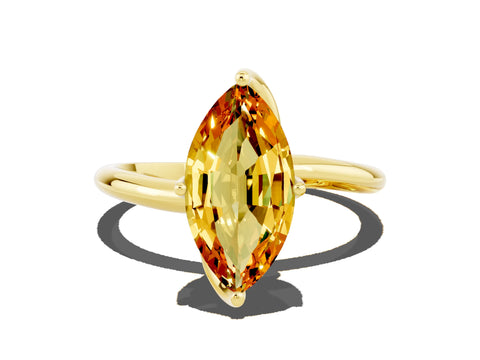 Yellow gold Marquise Cut Citrine Solitaire Engagement Ring with Four-Prong Setting and Classic Band_12