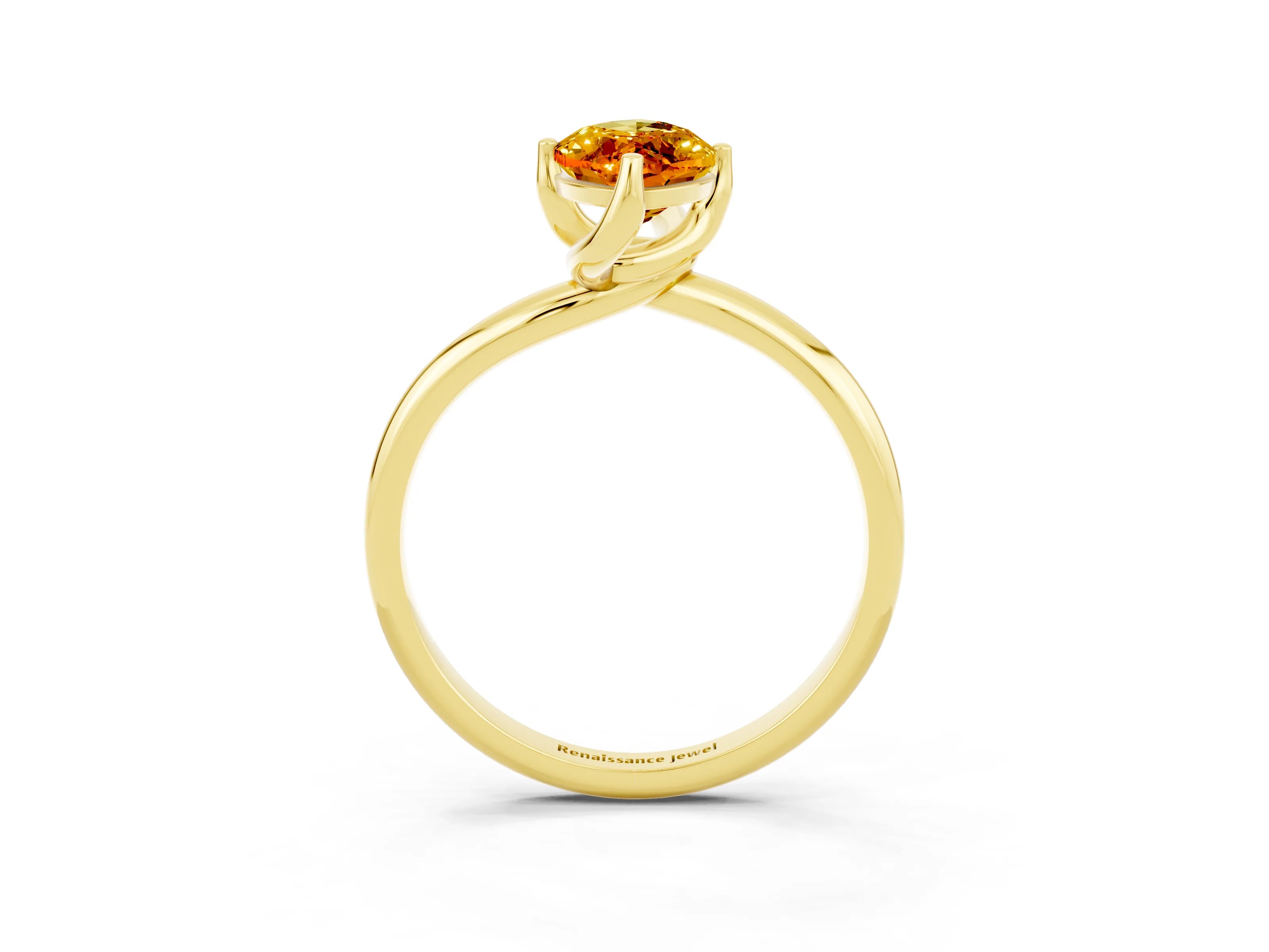 Yellow gold Marquise Cut Citrine Solitaire Engagement Ring with Four-Prong Setting and Classic Band_15