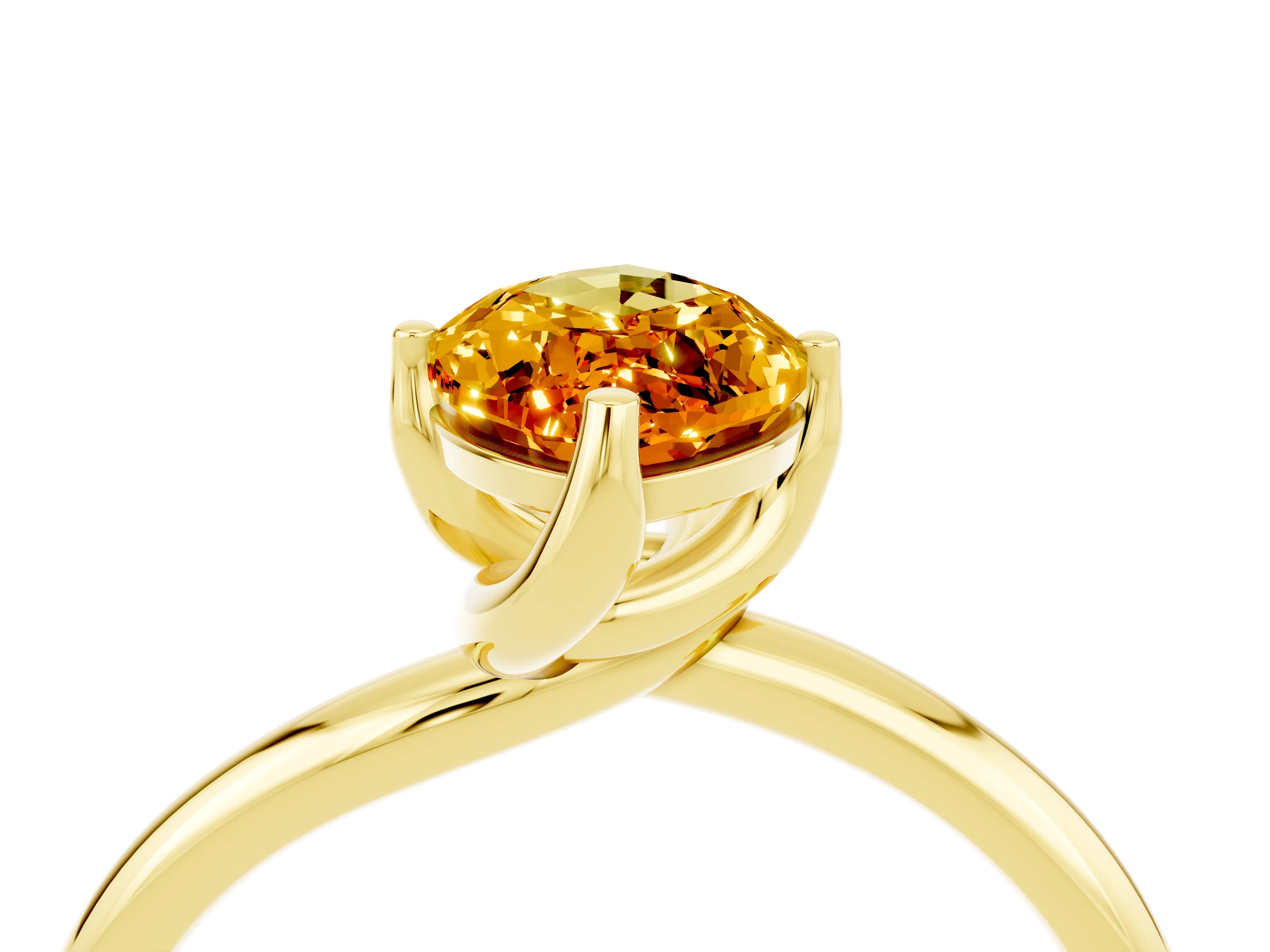 Yellow gold Marquise Cut Citrine Solitaire Engagement Ring with Four-Prong Setting and Classic Band_16