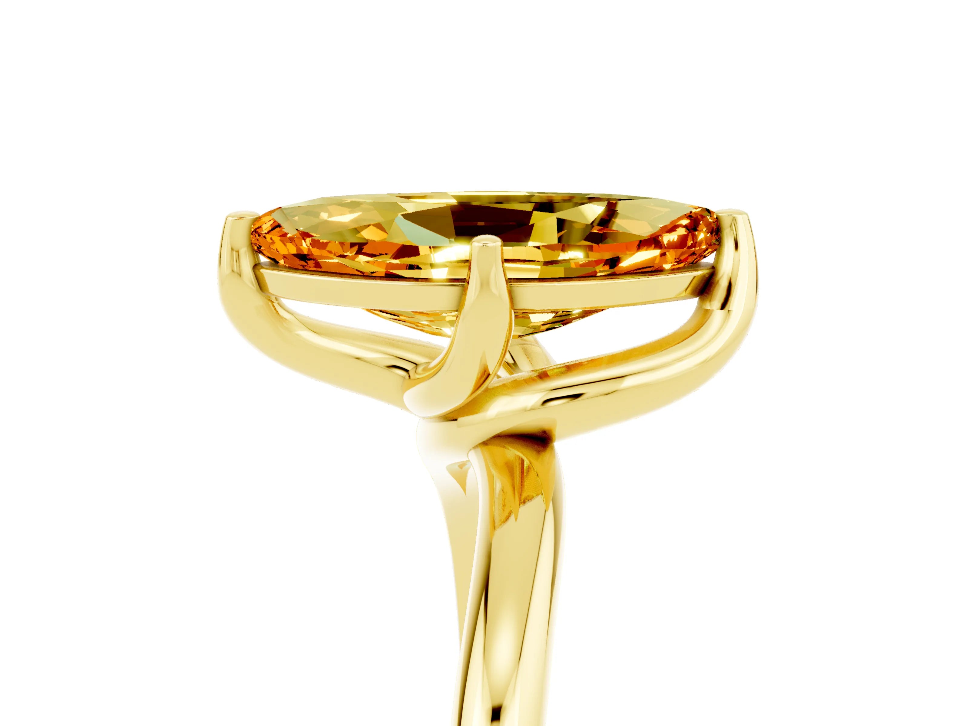 Yellow gold Marquise Cut Citrine Solitaire Engagement Ring with Four-Prong Setting and Classic Band_17