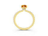 Yellow gold Marquise Cut Citrine Solitaire Engagement Ring with Pavé Band and Four-Prong Setting_3