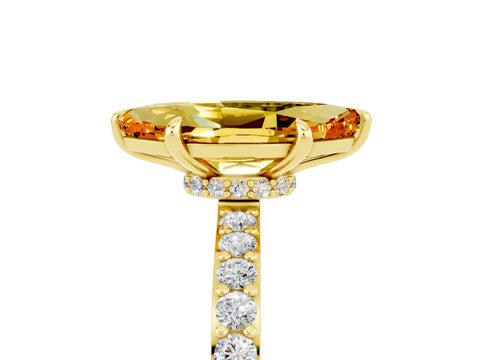 Yellow gold Marquise Cut Citrine Solitaire Engagement Ring with Pavé Band and Four-Prong Setting_5