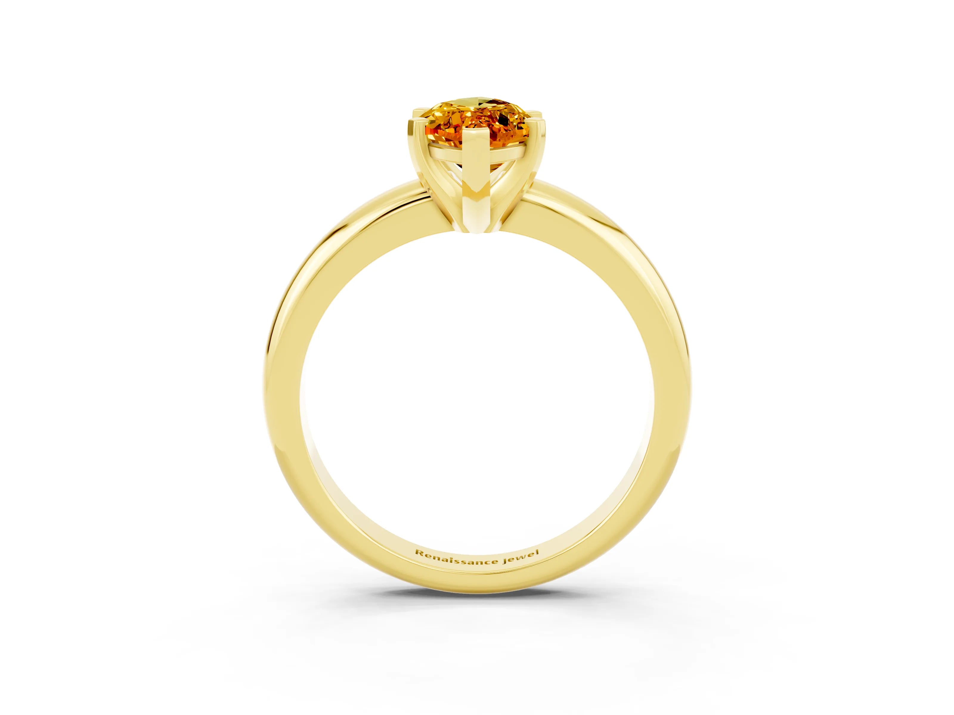 Yellow gold Marquise Cut Citrine Solitaire Engagement Ring with Round Band and Four-Prong Setting_3