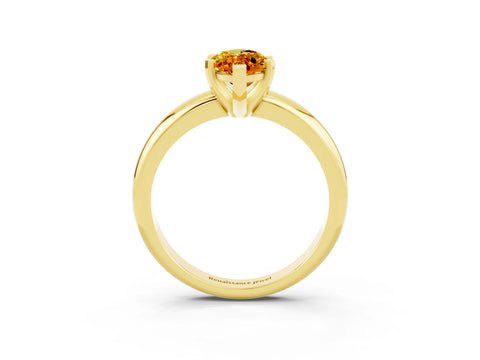 Yellow gold Marquise Cut Citrine Solitaire Engagement Ring with Round Band and Four-Prong Setting_3