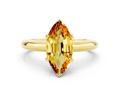 Yellow gold Marquise Cut Citrine Solitaire Engagement Ring with Round Band and Four-Prong Setting