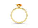 Yellow gold Marquise Cut Citrine Solitaire Pavé Band with Four-Prong Setting_3