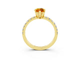 Yellow gold Marquise Cut Citrine Solitaire Pavé Engagement Ring with Round Band and Prong Setting_15