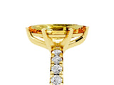 Yellow gold Marquise Cut Citrine Solitaire Pavé Engagement Ring with Round Band and Prong Setting_17